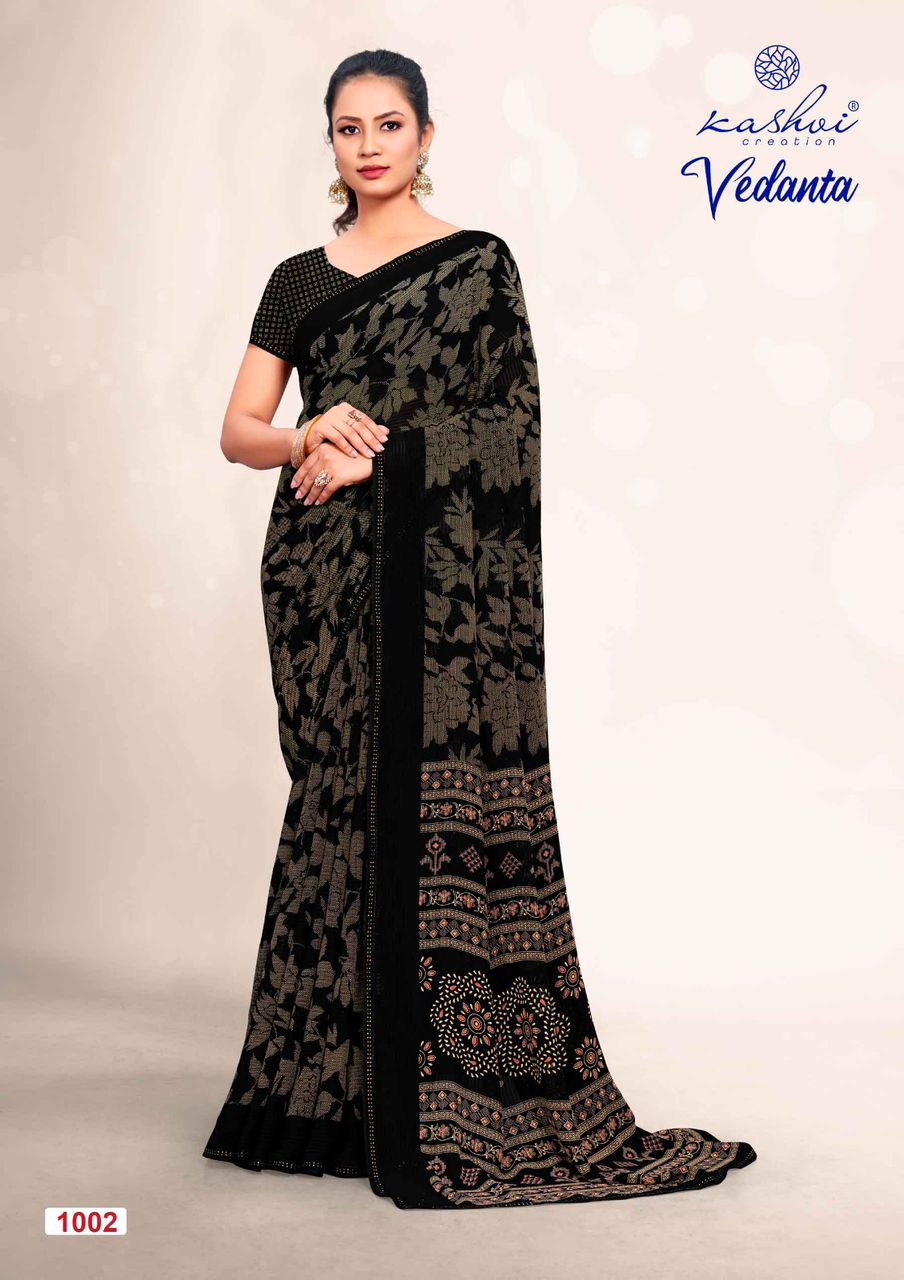 Vedanta By Kashvi Georgette Printed Sarees Wholesale Price In Surat